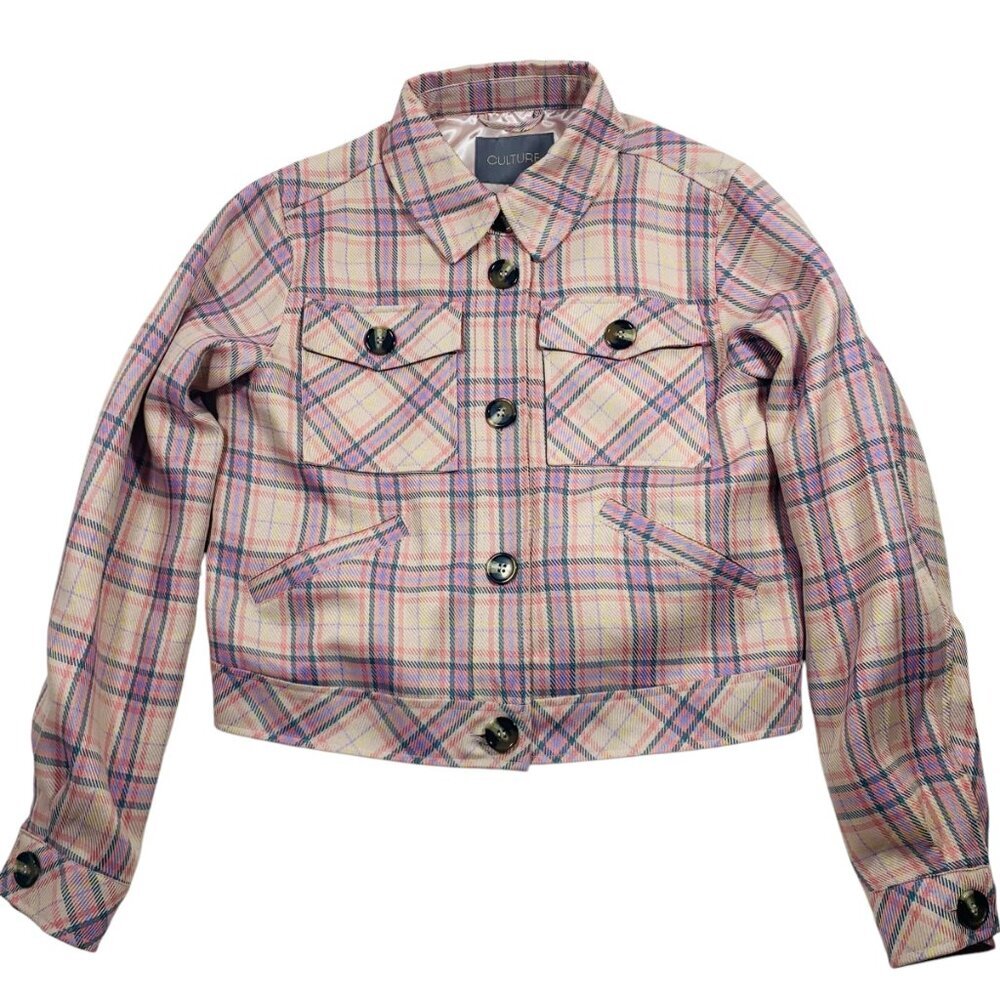 CULTURE checked plaid short jacket bomber s multi color women size 38
